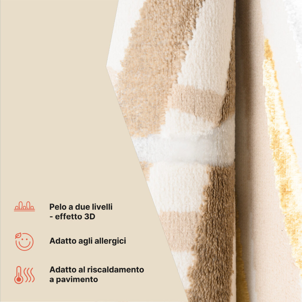 Tappeto Golden Crema Oro Beige Foglie