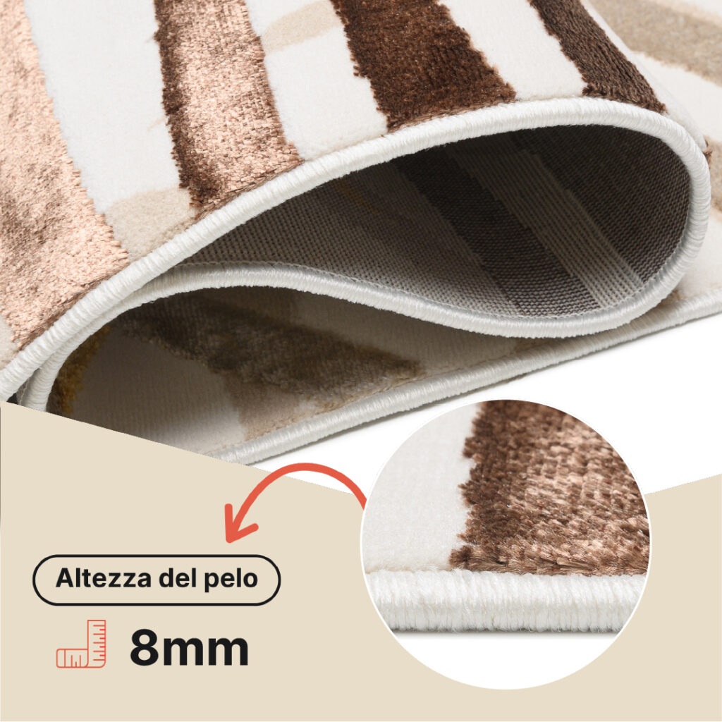 Tappeto Golden Crema Marrone Oro Foglie