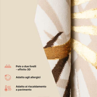 Tappeto Golden Crema Marrone Oro Foglie