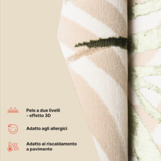 Tappeto Golden Crema Beige Verde Foglie