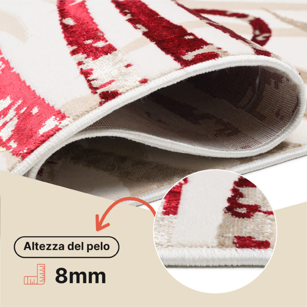 Tappeto Golden Crema Beige Rosso Foglie
