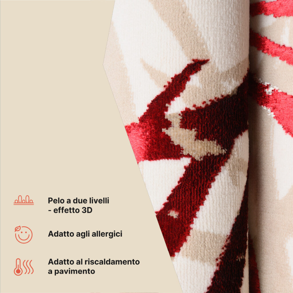 Tappeto Golden Crema Beige Rosso Foglie