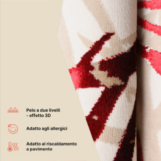 Tappeto Golden Crema Beige Rosso Foglie