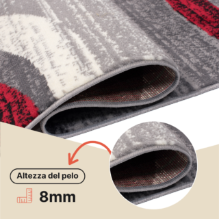 Tappeto Dream Grigio Chiaro Rosso Onde