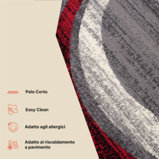 Tappeto Dream Grigio Chiaro Rosso Onde