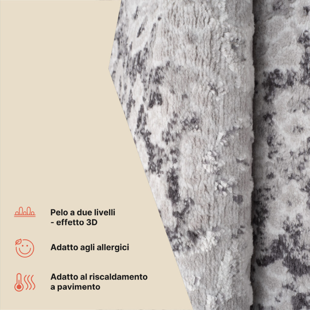 Tappeto Sky Grigio Crema Vintage Ornamenti