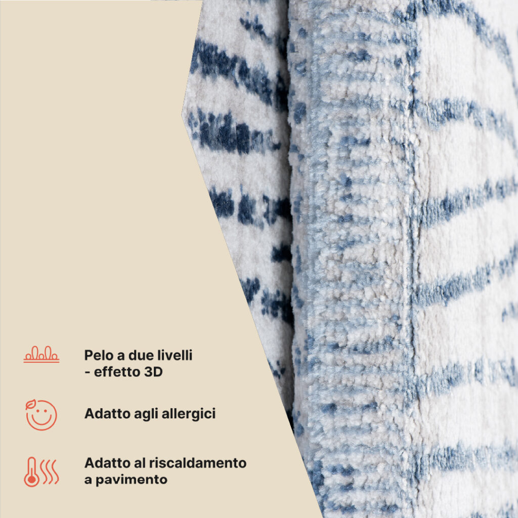 Tappeto Sky Blu Crema Etnico Strisce