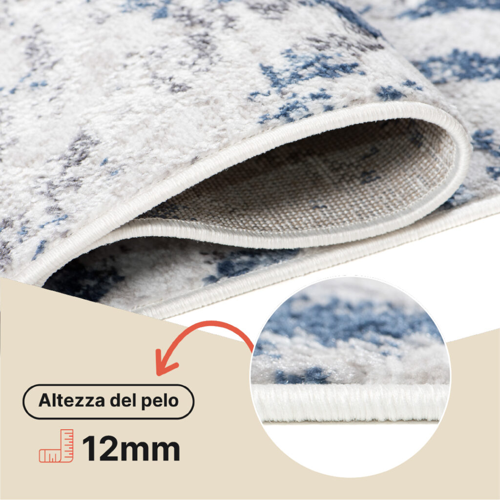 Tappeto Sky Blu Crema Moderno Zigzag