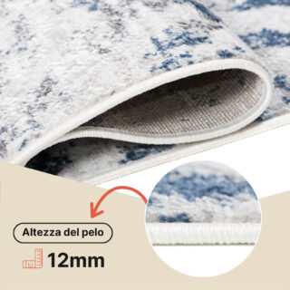 Tappeto Sky Blu Crema Moderno Zigzag