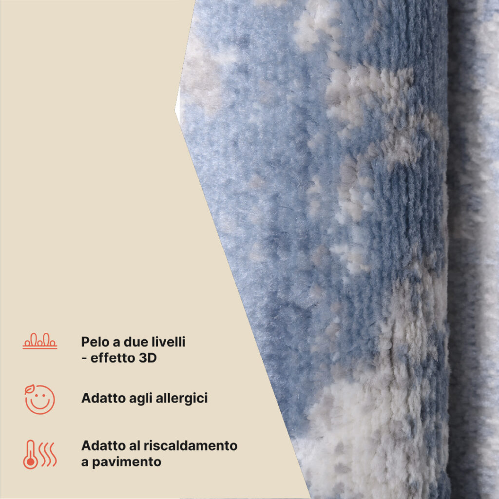 Tappeto Sky Blu Grigio Moderno Astratto